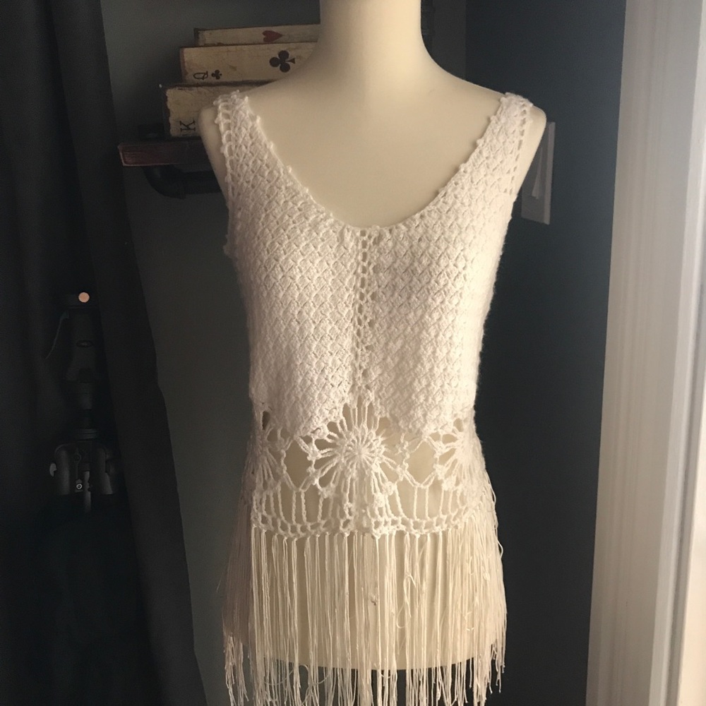 Crochet and fringe tank top